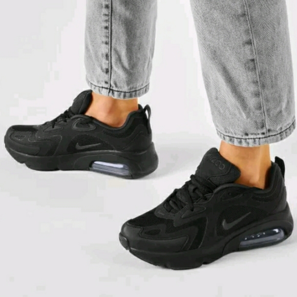 Nike Shoes - Nike Air Max 200 Triple Black Running Sneakers 8.5